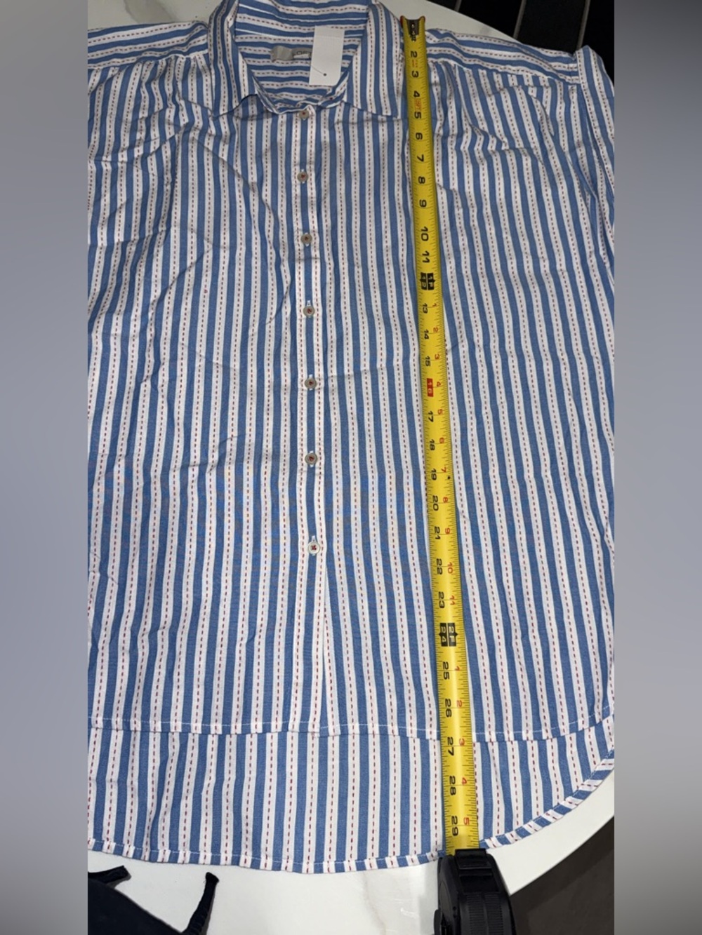 LOFT White and Blue Striped Button Down Shirt - Picture 14 of 15